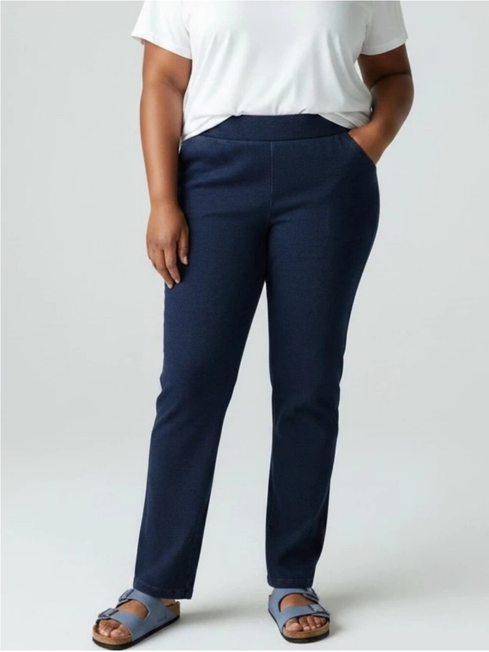 PURE J JILL Blue Indigo Pull On Slim Leg Comfort Stretch Cotton Jeans Women’s XL